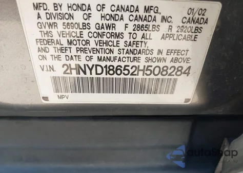 2002 Acura Mdx from USA, damaged, VIN 2HNYD18652H508284